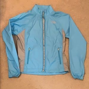The North Face light blue windbreaker jacket